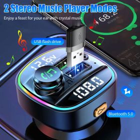 Bluetooth 5.0 Car Wireless FM Transmitter Adapter USB PD Charger AUX Hands-Free Noise Reduction Audio Receiver Car Kit Handsfree Dual