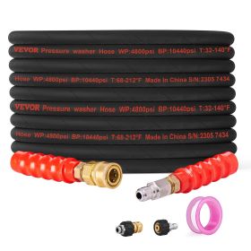 VEVOR Pressure Washer Hose, 100FT, Kink Free 3/8"-φ14.8 Male, 3/8"-φ15 Female For Most Brand Pressure Washers, 4.9'' Bending Radius