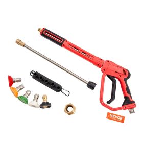 VEVOR High Pressure Washer Gun, 4000 PSI, Power Washer Spay Gun with Replacement Extension Wand, M22-14mm Inlet & 1/4'' Outlet Hose Connector Foam Gun