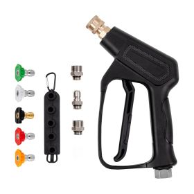 VEVOR Short Pressure Washer Gun, 4000 PSI High Power Washer Spay Gun, M22-14 mm / M22-15 / 3/8'' Inlet & 1/4'' Outlet Hose Connector Foam Gun