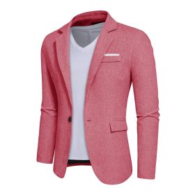 Mens Blazer Slim Fit Sport Coats Suit Jacket for Daily Business and Prom Party (Color: Pink, size: XL)