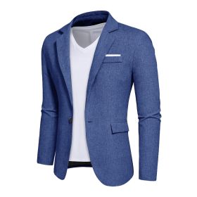 Mens Blazer Slim Fit Sport Coats Suit Jacket for Daily Business and Prom Party (Color: Blue, size: M)