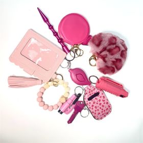 DIY Self-defense Hair Ball Spray Key Chain (Color: Pink Set)