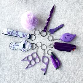 Girl Wristband Self-defense Key Chain (Color: Purple)