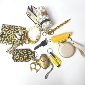 DIY Self-defense Hair Ball Spray Key Chain (Color: Yellow Set)