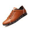 Spring Autumn New Men Shoes Casual Sneakers Fashion Solid Leather Shoes Formal Business Sport Flat Round Toe Light Breathable