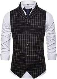 Mens Plaid Vests Single Row Five Buttons Slim Fit Clothes for Dinner, Ceremony (size: BROWN-M)