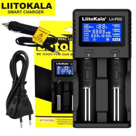 Lii-PD4 Lii-PD2 Lii-402 Lii202 Lii100 18650 Charger Universal Smart Charger for 26650 18650 21700 18500 AA AAA battery (Socket Standard: US, Color: Lii-PD2 full set)