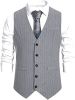 Mens Stripes Hoodless Vests Single Row Five Buttons Slim Fit Clothes for Banquet, Ceremony