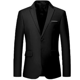 Men's Solid Color Casual Blazers Slim Fit Suit Collar Single Row Two Button Suit Jackets Groom Dress (size: XL)