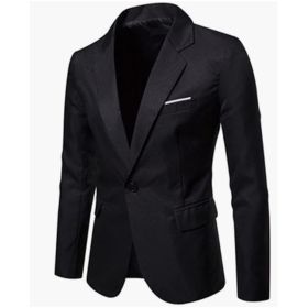 Men's Solid Color Suit Jackets Slim Fit Casual Jackets Suit Collar Single Row One Button Blazers (size: S)