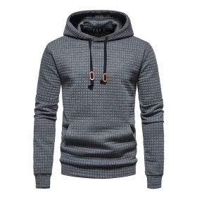 Mens Hoodies Pullover Long Sleeve Knit Hooded Sweatshirt (Color: Dark grey, size: XL)