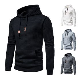 Mens Hoodies Pullover Long Sleeve Knit Hooded Sweatshirt (Color: Black, size: L)