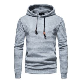 Mens Hoodies Pullover Long Sleeve Knit Hooded Sweatshirt (Color: Light grey, size: S)