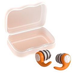 Swimming Ear Plugs, 1 Pairs Waterproof Reusable Silicone Swim Earplugs (Color: Orange, size: L)