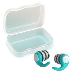 Swimming Ear Plugs, 1 Pairs Waterproof Reusable Silicone Swim Earplugs (Color: green, size: L)