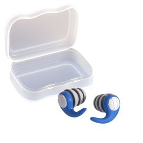 Swimming Ear Plugs, 1 Pairs Waterproof Reusable Silicone Swim Earplugs (Color: Blue, size: L)