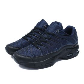 Men's shoes autumn new shock-absorbing air cushion running shoes outdoor mesh sneakers men's casual running shoes large size fashion shoes (Color: Dark blue, size: 41)