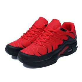 Men's shoes autumn new shock-absorbing air cushion running shoes outdoor mesh sneakers men's casual running shoes large size fashion shoes (Color: Red, size: 46)