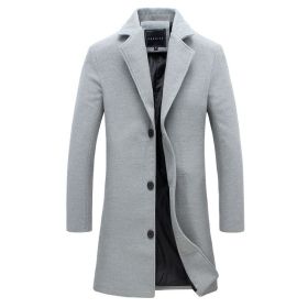 Mens Trench Coat Lapel Single Breasted Long Overcoat (Color: Gray, size: S)