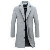 Mens Trench Coat Lapel Single Breasted Long Overcoat