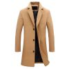 Mens Trench Coat Lapel Single Breasted Long Overcoat