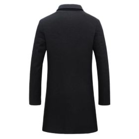 Mens Trench Coat Lapel Single Breasted Long Overcoat (Color: Black, size: S)