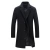 Mens Trench Coat Lapel Single Breasted Long Overcoat