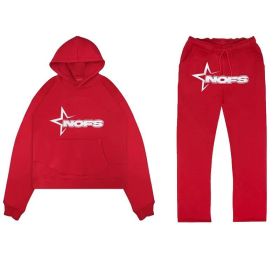 Tracksuit Mens Y2k Loose Casual Jogging Suit Nofs Printed Streetwear Hoodie Sweatpants Set (Color: Red, size: XL)