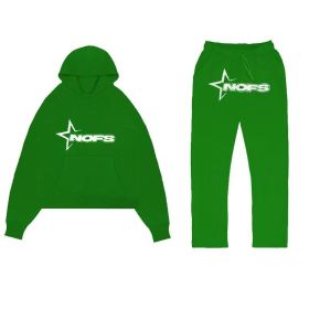 Tracksuit Mens Y2k Loose Casual Jogging Suit Nofs Printed Streetwear Hoodie Sweatpants Set (Color: green, size: XL)