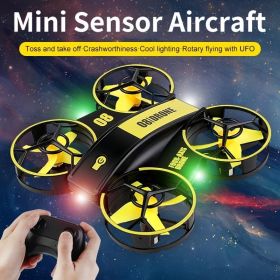 Remote Control Four-axis Sensing Flyer Interactive Light Hand Throw Drone; Fixed Height Remote Control Airplane Toy (Color: Blue Remote Control Plane)