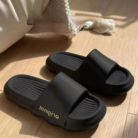 Super soft men's slippers; deodorant bathroom sandals; men's sandals outside; cloud slippers (colour: black, size: 44/45 [Fit for 43/44])