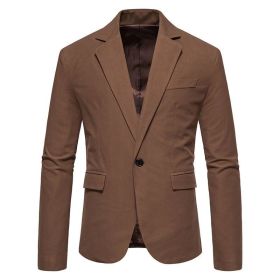 Mens Blazer Two Button Slim Fit Blazer (Color: coffee, size: XXL)