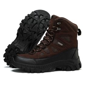 Men's winter new large size outdoor field training field training boots Hiking shoes Hiking shoes men's ankle boots (Color: Brown, size: 40)