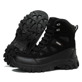 Men's winter new large size outdoor field training field training boots Hiking shoes Hiking shoes men's ankle boots (Color: Black, size: 41)