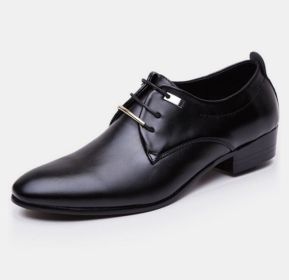 Men's leather shoes British retro pointed men's trend color bright leather business leather shoes fashion men's casual shoes (Color: Black, size: 38)