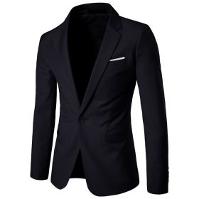 Men's Solid Color Suits, Slim Fit Blazers, Single Button Suits (Color: Black, size: S)