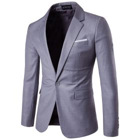 Men's Solid Color Suits, Slim Fit Blazers, Single Button Suits (Color: Light grey, size: XL)