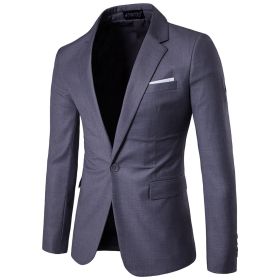 Men's Solid Color Suits, Slim Fit Blazers, Single Button Suits (Color: Dark grey, size: S)