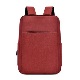 usb rechargeable backpack large capacity casual business computer backpack (Color: Red)