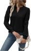 Women's top, shirt, casual shirt, bubble long sleeved waistband, V-neck