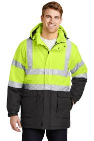 Port Authority ANSI 107 Class 3 Safety Heavyweight Parka J799S (Color: Safety Yellow/ Black/ Reflective, size: 3XL)