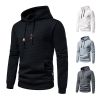 Mens Hoodies Pullover Long Sleeve Knit Hooded Sweatshirt