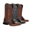 Men's Red Reno Western Cowboy Pointed Toe Knee High Pull On Tabs Boots