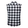 Mens Casual Plaid Snap Shirt Sleeveless with Pocket