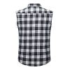 Mens Casual Plaid Snap Shirt Sleeveless with Pocket