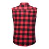 Mens Casual Plaid Snap Shirt Sleeveless with Pocket