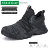 JIEFU Non Slip Shoes for Men Food Service Slip On Sneakers Men Steel Toe Shoes for Work Comfortable Construction Safety Footwear