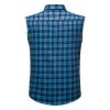 Mens Casual Plaid Snap Shirt Sleeveless with Pocket