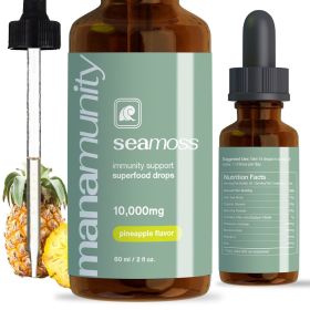 Sea Moss Liquid Drops 10,000 mg Organic Irish Sea Moss Gel with 350 mg Burdock Root Supplement & 20,000 mg Spirulina Immune Support (Flavor: Pineapple)